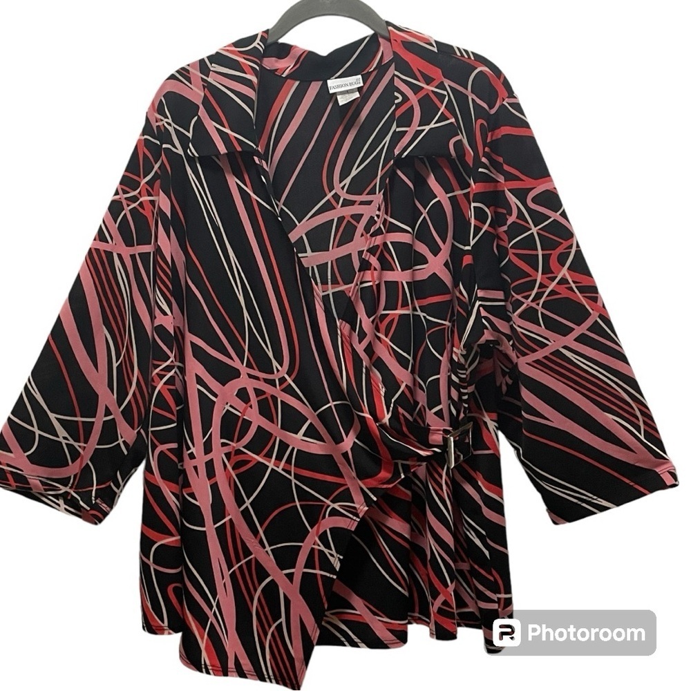 Fashion Bug top size 22/24W collar and V neck faux wrap style 3/4 sleeves